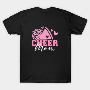 Cheer Mom Pink Glitter Megaphone & Pom Poms Design T-Shirt